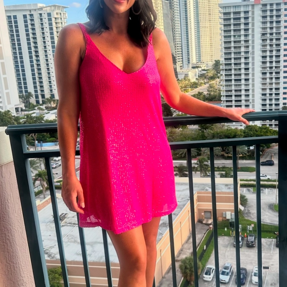 Sequins V-Neck Mini Dress